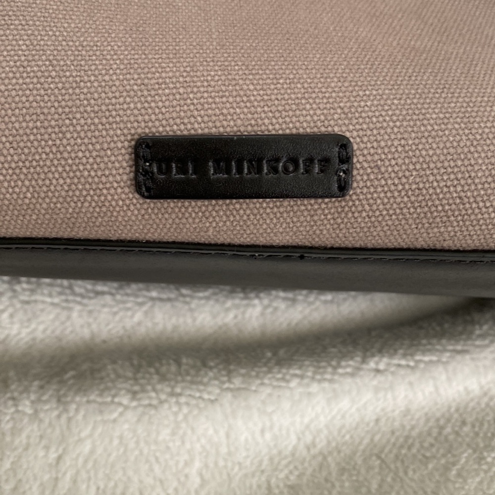URI Minkoff Deep Tan Men’s Canvas and Leather Backpack - Picture 4 of 12